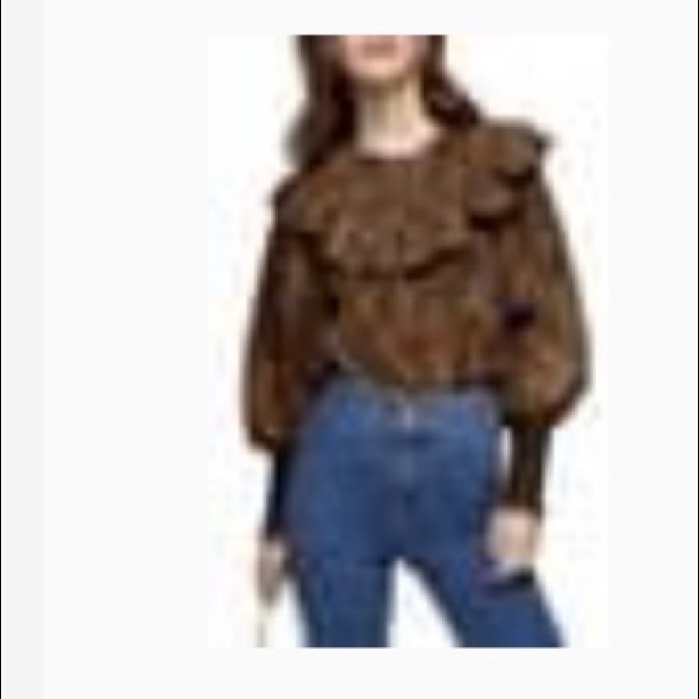NWT TOPSHOP leopard print poplin top. Ruff…​​​​​​​​​​​​​​​​​​​​​​ - Picture 8 of 8